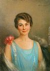 Lynch Paintings - A Portrait of a Lady in Blue by Albert Lynch